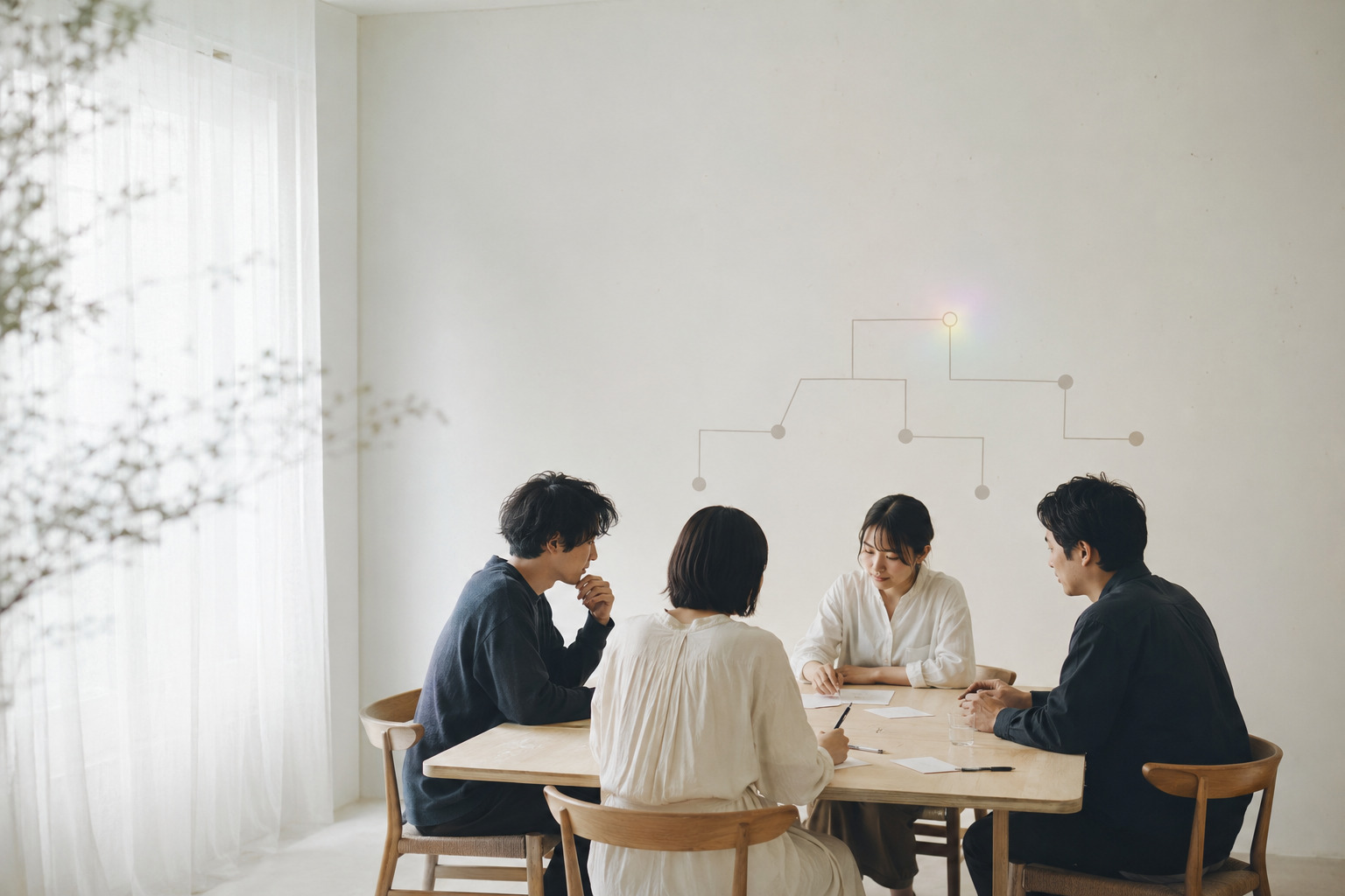 静かなチームの対話と一点の虹色